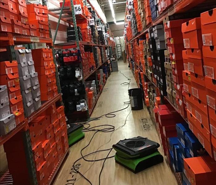 equipment drying aisle in warehouse